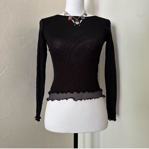 Vintage Lettuce Edge Layered Mesh Top Made in Spain